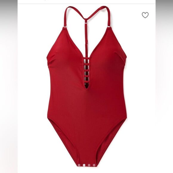 Red Adore Me Jade Unlined Dark Red One Piece Swim Suit with Low back Large NWT - Picture 4 of 13